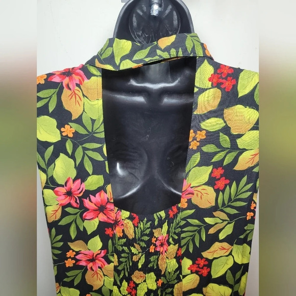 Vintage 90s Y2K Erika Dresses Tropical Floral Button Front Dress sz M - Picture 3 of 9